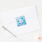 Cute White Bunny Pool Party Personalised Quadratischer Aufkleber (Umschlag)