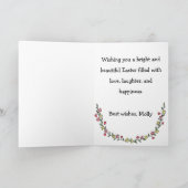 Cute White Bunny Rabbit Custom Text Happy Easter Karte (Innenseite)