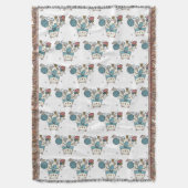 Cute White Cat Knitting Blue Yarn Hobby Graphic Decke (Vorderseite Vertikal)