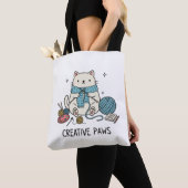 Cute White Cat Knitting Hobbyist Accessory Design Tasche (Von Nahem)