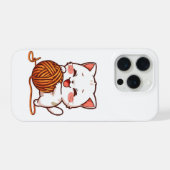 Cute White Cat Playing with Woolen Ball Cover iPhone Hülle (Rückseite (Horizontal))