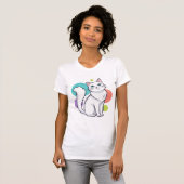 Cute White Cat Sitting Graphic Tee (Vorne ganz)