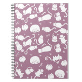 Cute White Cats Pattern on Mauve Background Notizblock (Vorderseite)