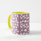 Cute White Cats Pattern on Mauve Background Tasse (Vorderseite Links)