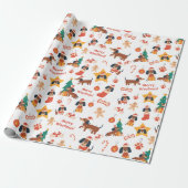 Cute White Christmas Dachshund Merry Woofmas Geschenkpapier (Ungerollt)