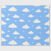 Cute white clouds pattern sky blue seamless wrappi geschenkpapier (Flach)