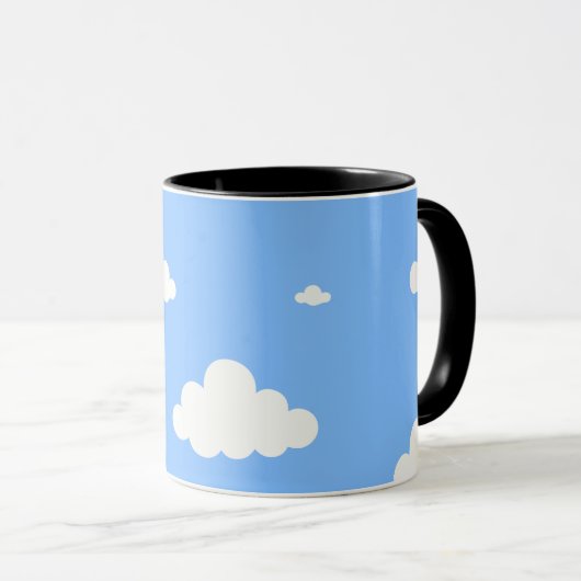 Cute white clouds seamless pattern sky blue coffee tasse (VorderseiteRechts)