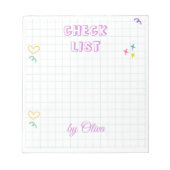 Cute White & Colorful Gingham Pattern Notizblock (Vorderseite)