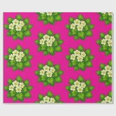 Cute white flowers and green leaves Wrapping Paper Geschenkpapier (Flach)