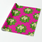 Cute white flowers and green leaves Wrapping Paper Geschenkpapier (Ungerollt)