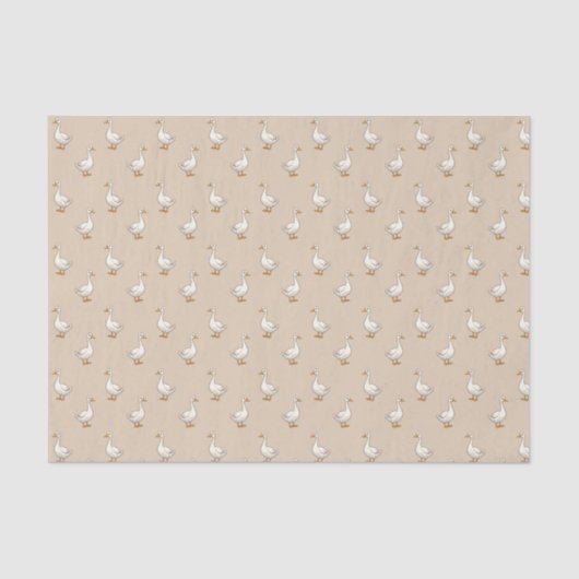 Cute White Goose Pattern Beige Seidenpapier (Vorderseite)