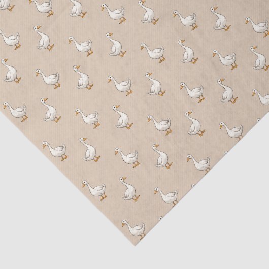 Cute White Goose Pattern Beige Seidenpapier (Ausschnitt)