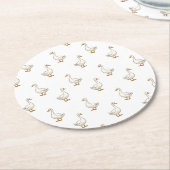 Cute White Goose Pattern Runder Pappuntersetzer (Angewinkelt)