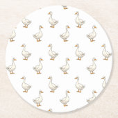 Cute White Goose Pattern Runder Pappuntersetzer (Vorderseite)