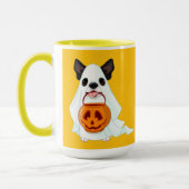 Cute White Halloween Ghost Dog Pumpkin Pail Art Tasse (Links)