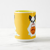 Cute White Halloween Ghost Dog Pumpkin Pail Art Tasse (Zentrum)