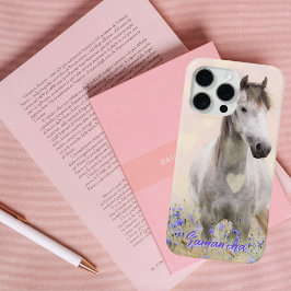 Cute White Horse Purple Flower Case-Mate iPhone Ca Hülle