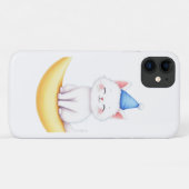Cute White Kitten on Moon iPhone / iPad case (Rückseite (Horizontal))