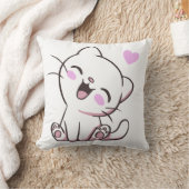 Cute White Kitten Throw Pillow Kissen (Decke)
