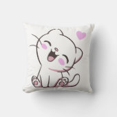 Cute White Kitten Throw Pillow Kissen (Vorderseite)
