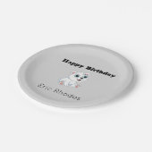 Cute white polar bear on gray birthday pappteller (Schrägansicht)