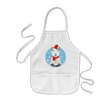 Cute White Polar Bear Red Santa Hat & Scarf Name