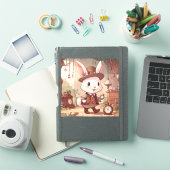 Cute White Rabbit Wonderland Whimsical Timekeeper Aufkleber (iPad Hülle)