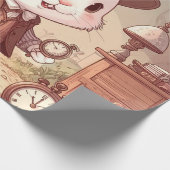 Cute White Rabbit Wonderland Whimsical Timekeeper Geschenkpapier (Ecke)