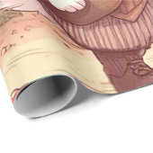 Cute White Rabbit Wonderland Whimsical Timekeeper Geschenkpapier (Rolleneckpunkt)