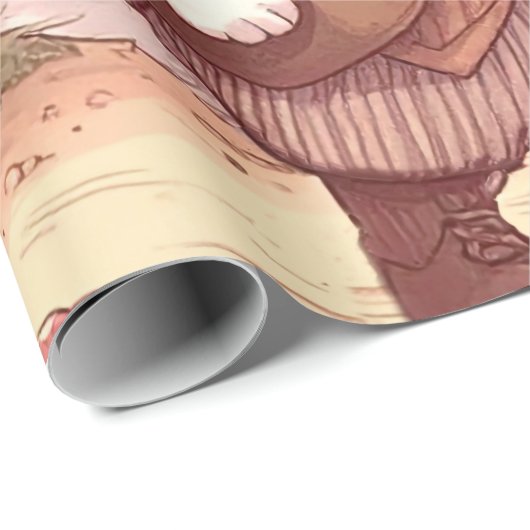 Cute White Rabbit Wonderland Whimsical Timekeeper Geschenkpapier (Rolleneckpunkt)