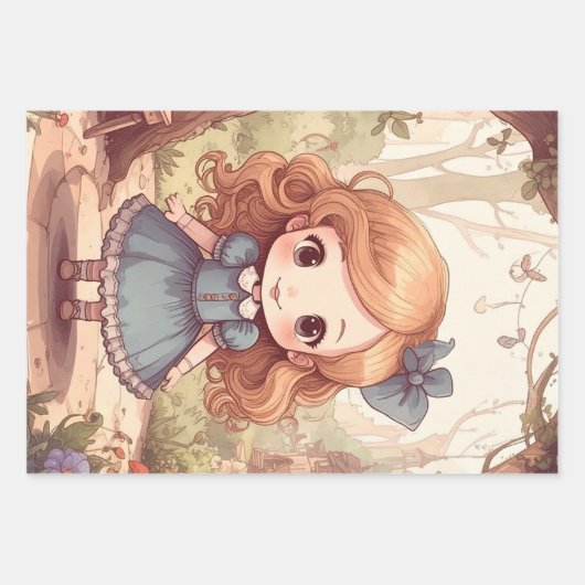 Cute White Rabbit Wonderland Whimsical Timekeeper Geschenkpapier Set (Vorderseite 2)