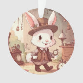 Cute White Rabbit Wonderland Whimsical Timekeeper Ornament (Vorderseite)