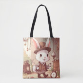 Cute White Rabbit Wonderland Whimsical Timekeeper Tasche (Vorderseite)