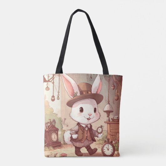 Cute White Rabbit Wonderland Whimsical Timekeeper Tasche (Rückseite)