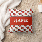 Cute White & Red Ladybugs Custom Name Kids Pillow Kissen (Decke)
