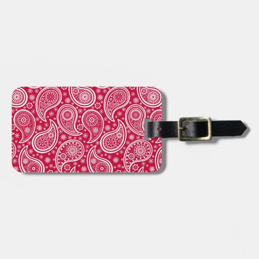 Cute white red paisley pattern Case-Mate iPhone ca Gepäckanhänger (Vorderseite horizontal)