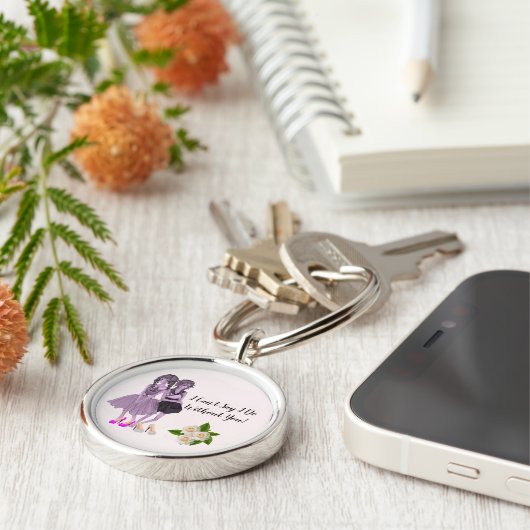 Cute White Roses Bridesmaid Key Ring Schlüsselanhänger (Seite)