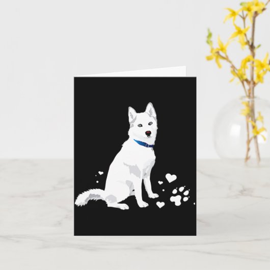 Cute White Siberian Husky Sweet White Snow Dog Karte (Gelbe Blume)