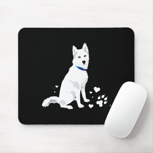 Cute White Siberian Husky Sweet White Snow Dog Mousepad (Mit Mouse)