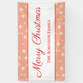 Cute White Snowflake Blush Pink Merry Christmas Banner (Vertikal)