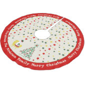 Cute White Teddy Bear & Pine Tree Merry Christmas Polyester Weihnachtsbaumdecke (Schrägansicht)