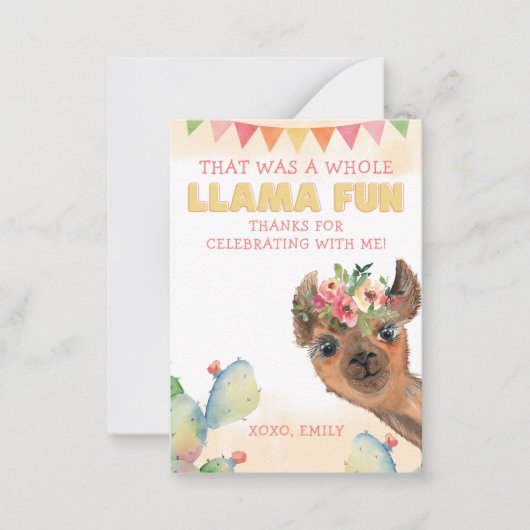 Cute Whole Llama Fun Birthday Thank You Mitteilungskarte (Vorderseite)