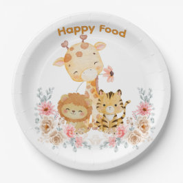 Cute Wild Animal and floral printed Pappteller