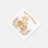 Cute Wild Animal Floral Serviette (Ecke)