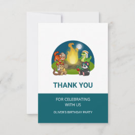 Cute Wild Animals Jungle Camping Birthday Party  Dankeskarte