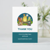 Cute Wild Animals Jungle Camping Birthday Party Dankeskarte (Stehend Vorderseite)