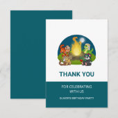 Cute Wild Animals Jungle Camping Birthday Party Dankeskarte (Vorne/Hinten)
