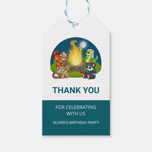 Cute Wild Animals Jungle Camping Birthday Party  Geschenkanhänger (Vorderseite)