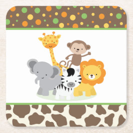 Cute Wild Jungle Animals Modern Paper Coaster Rechteckiger Pappuntersetzer