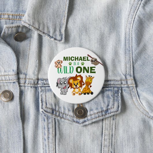 Cute Wild One Jungle Safari Animals First Birthday Button (Beispiel)
